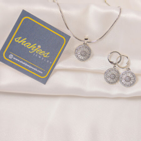 Zircon stone silver locket ser (S101)