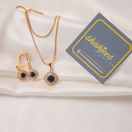 Zircon black stone locket set (S103)