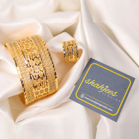 18 carat gold plated kara bracelet with ring