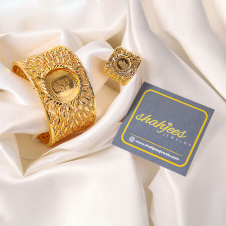 18 carat gold plated kara with ring
