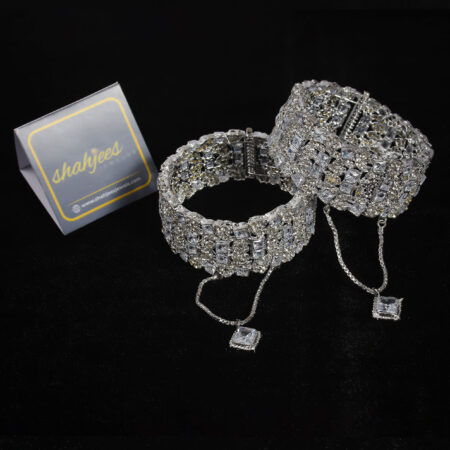 Silver zircon openable bangles
